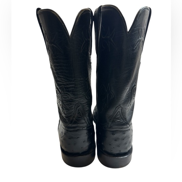 Lucchese Men's ostrich Leather men brown boots size 10.5, pre-owned - Picture 3 of 16